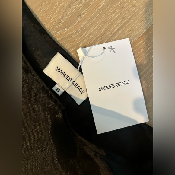 Marlies Grace Bea Dress Ruffle Sheer Satin black XS X Small maxi formal NEW - Picture 11 of 16